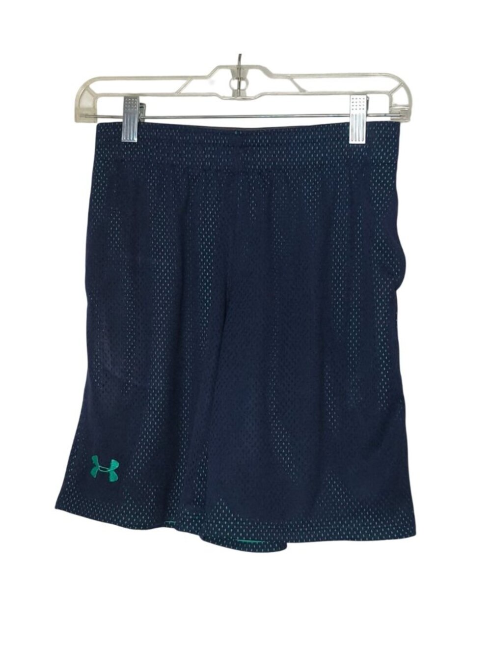 Under Armour Boys M Mesh Shorts Navy UA Athletic Loose Logo Pockets Training